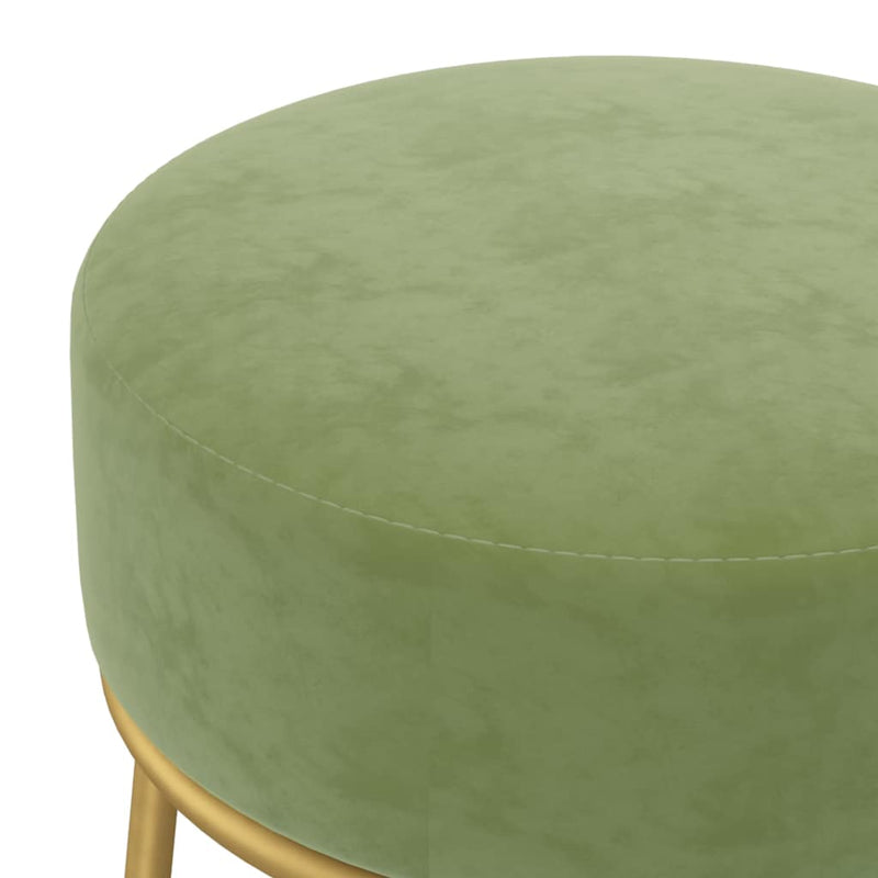 Taburet rotund, verde muştar, catifea