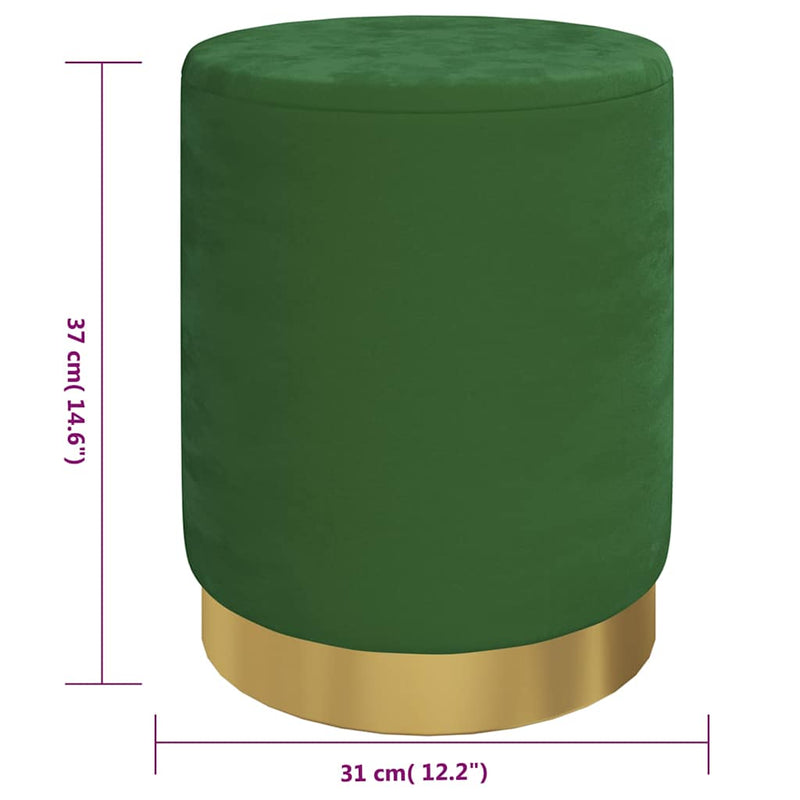 Taburet depozitare rotund, verde, catifea 31 x 37 cm