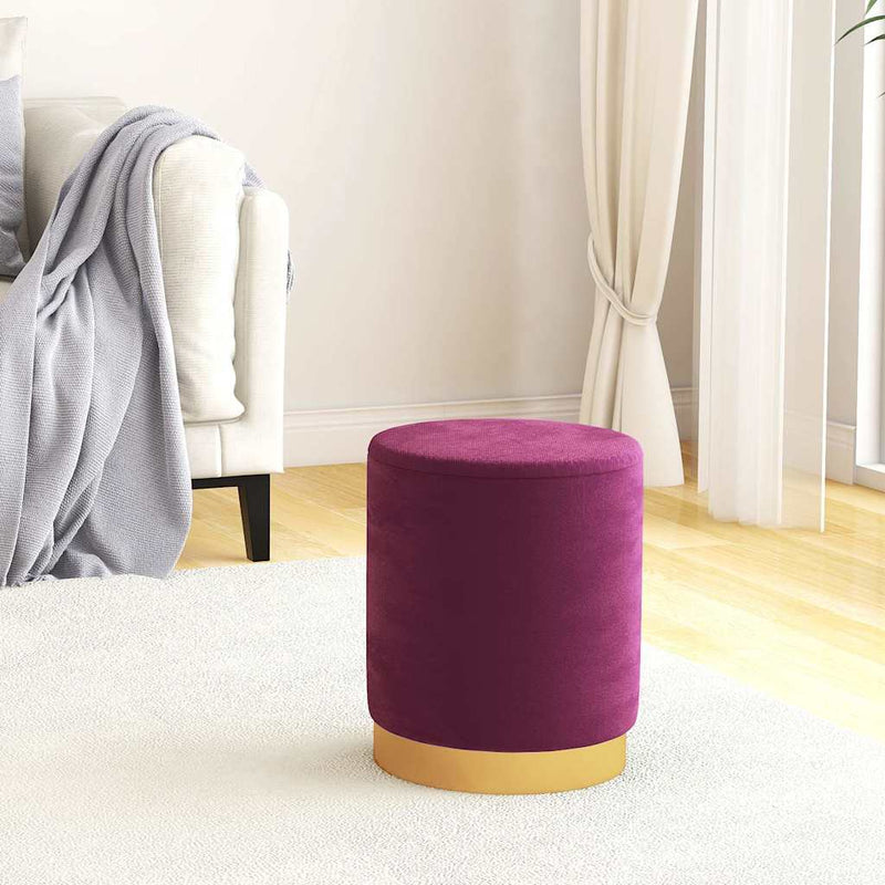 Taburet de depozitare rotund, violet, catifea 31 x 37 cm