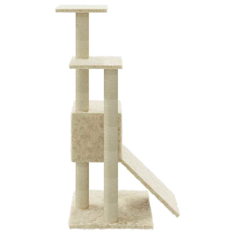Ansamblu pisici cu stâlpi din funie de sisal, crem, 92 cm