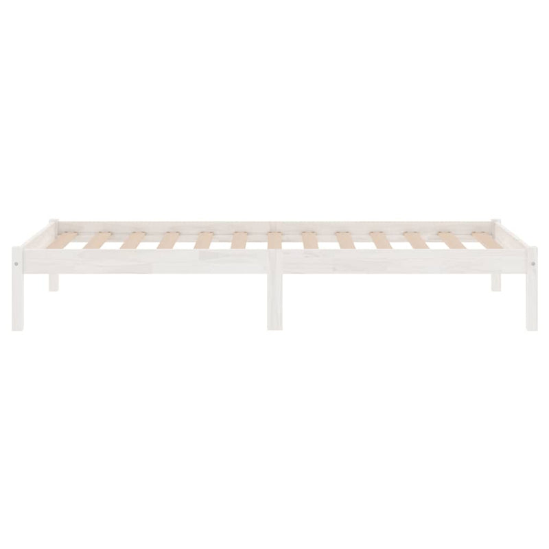 Cadru de pat mic single, alb, 75x190 cm, lemn masiv