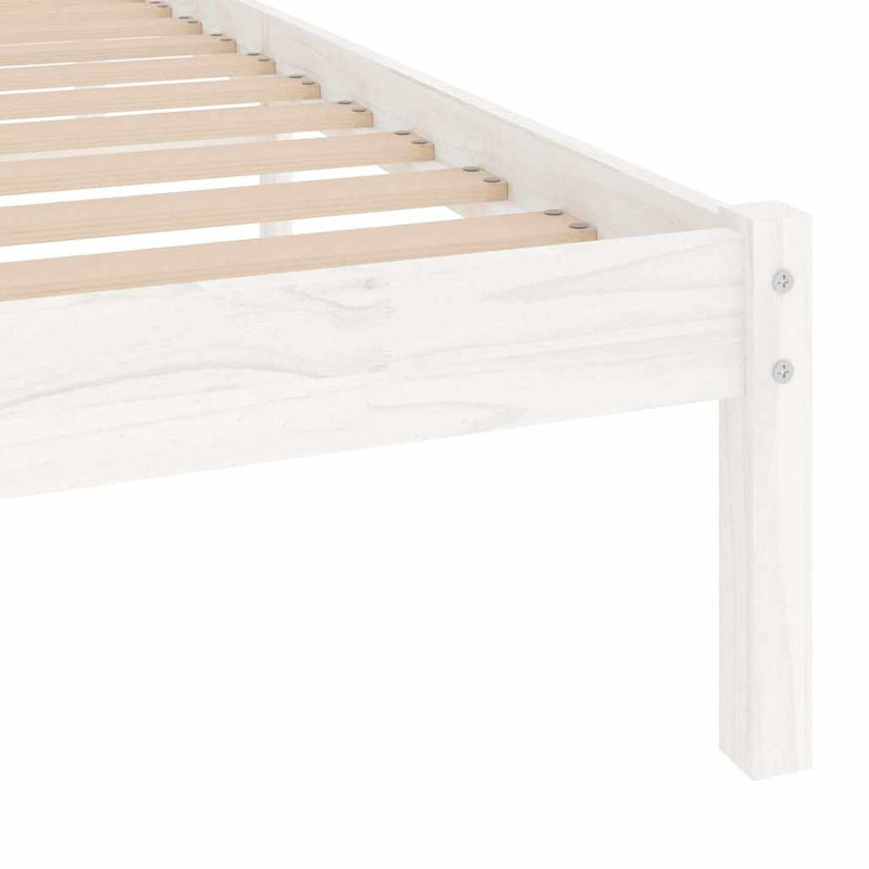 Cadru de pat mic single, alb, 75x190 cm, lemn masiv
