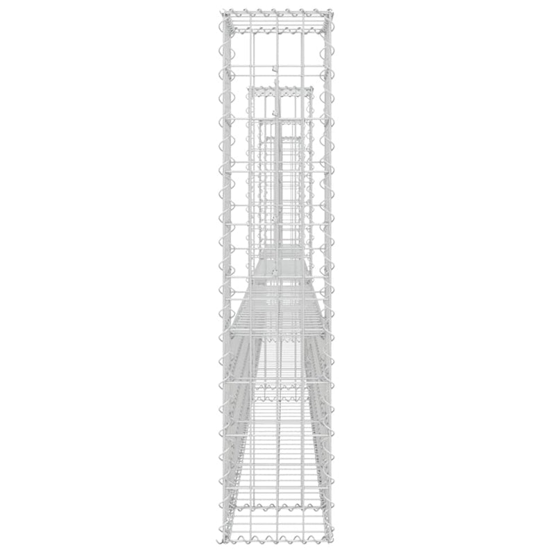 Coș gabion în formă de U cu 4 stâlpi, 380x20x100 cm, fier