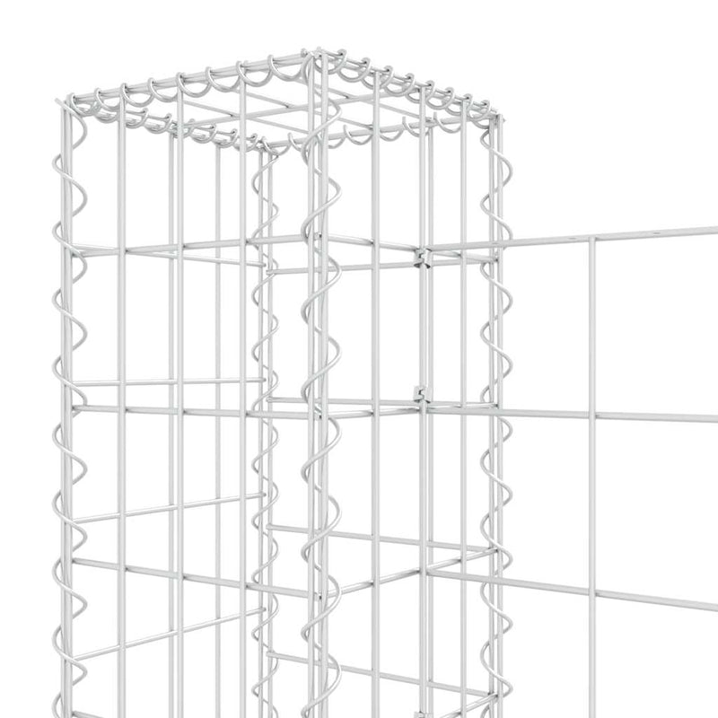Coș gabion în formă de U cu 4 stâlpi, 380x20x100 cm, fier