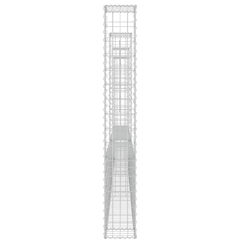 Coș gabion în formă de U cu 4 stâlpi, 380x20x150 cm, fier