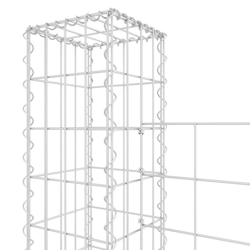 Coș gabion în formă de U cu 4 stâlpi, 380x20x150 cm, fier