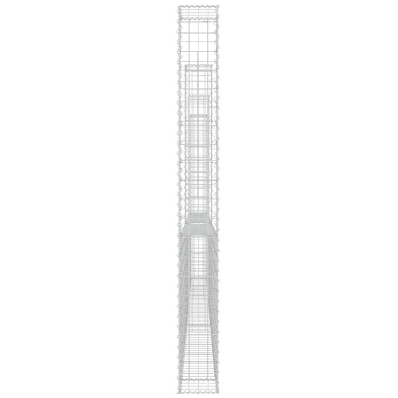 Coș gabion în formă de U cu 4 stâlpi, 380x20x200 cm, fier