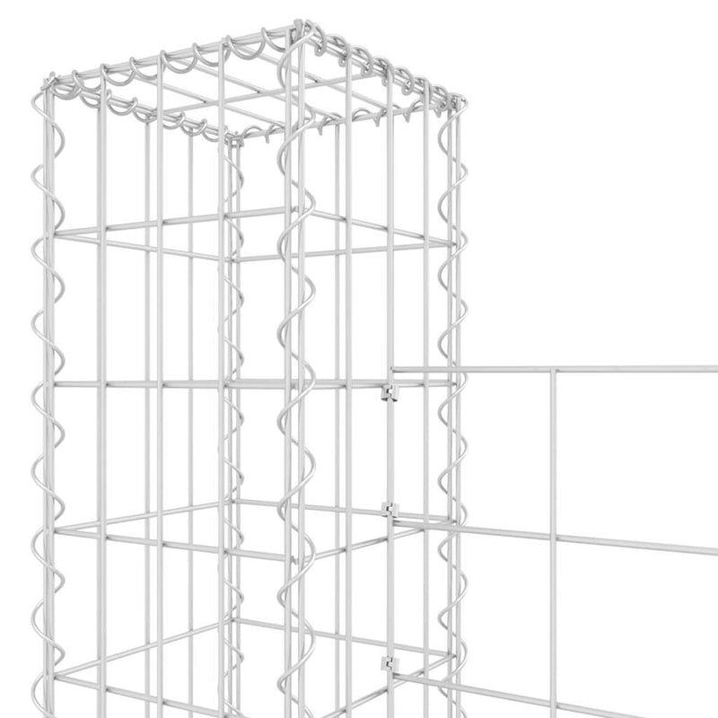 Coș gabion în formă de U cu 4 stâlpi, 380x20x200 cm, fier