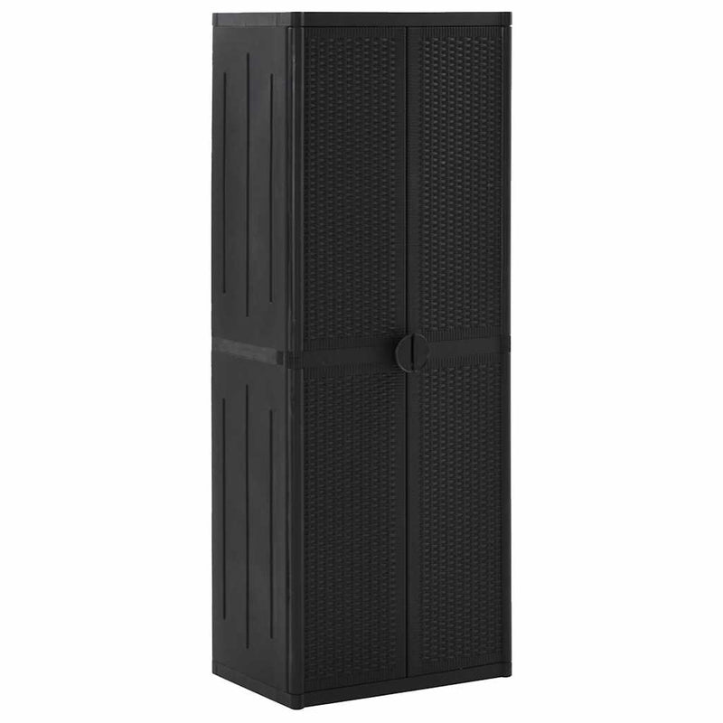 Dulap depozitare de grădină, negru, 65x45x172 cm, PP ratan