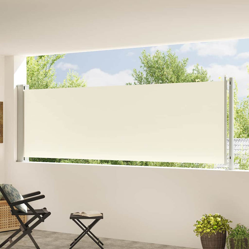 Copertină laterală retractabilă de terasă, crem, 117x614 cm