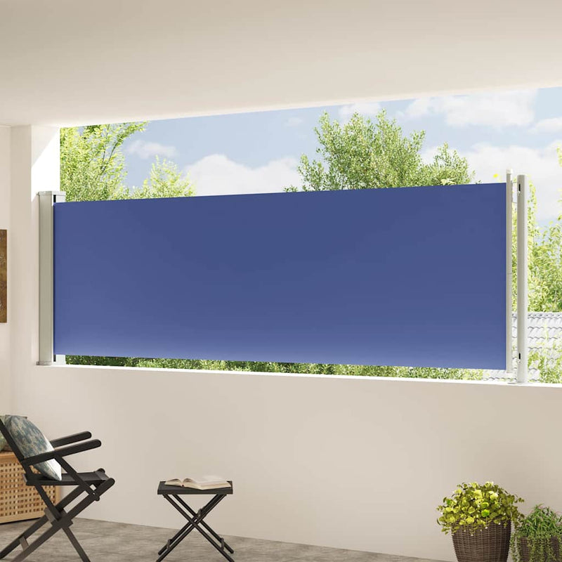 Copertină laterală retractabilă de terasă, albastru, 117x614 cm