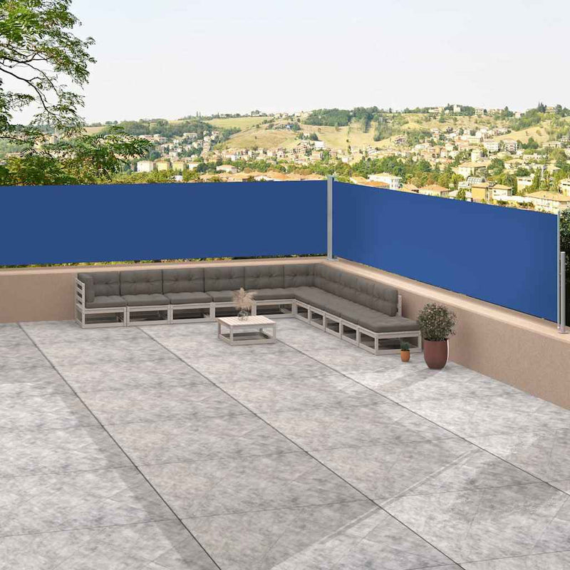 Copertină laterală retractabilă, albastru, 117x1200 cm