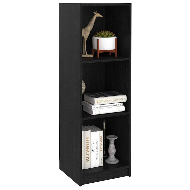 Bibliotecă/Separator cameră negru, 36x33x110 cm, lemn masiv pin