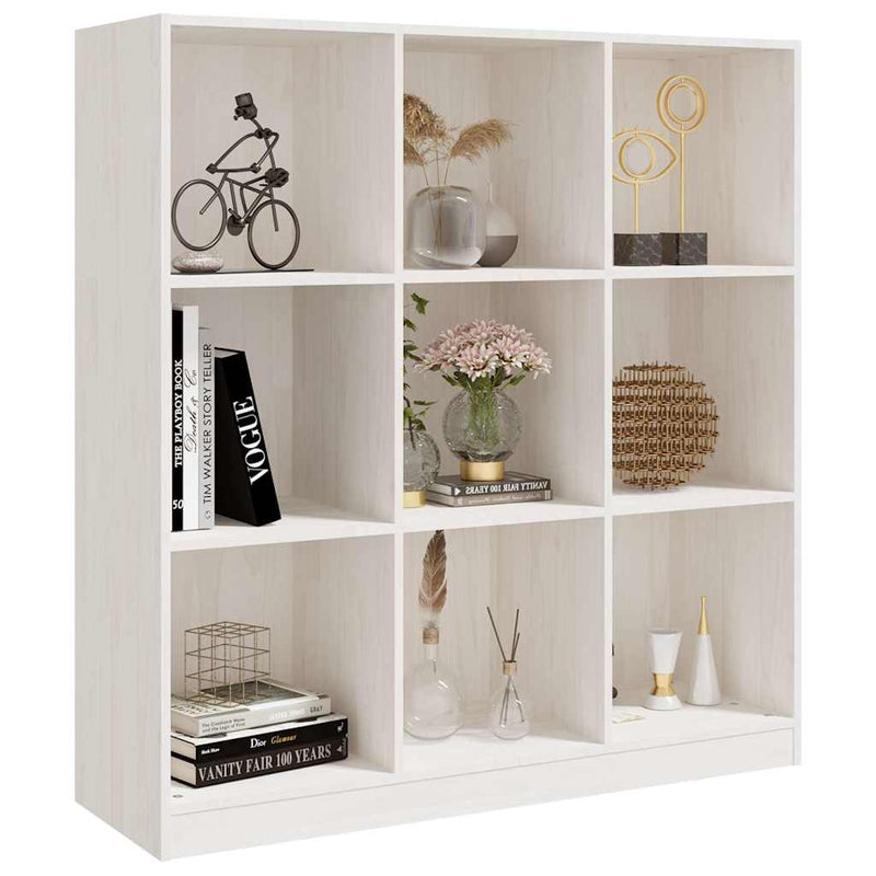 Bibliotecă/Separator cameră alb 104x33,5x110 cm lemn masiv pin