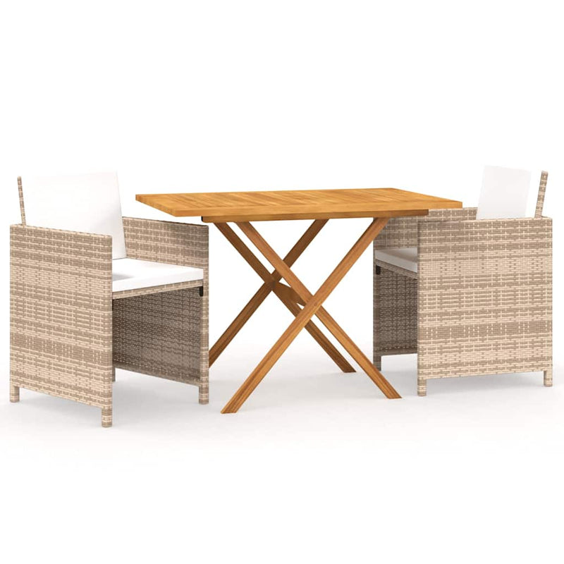 Set mobilier de grădină cu perne, 3 piese, bej