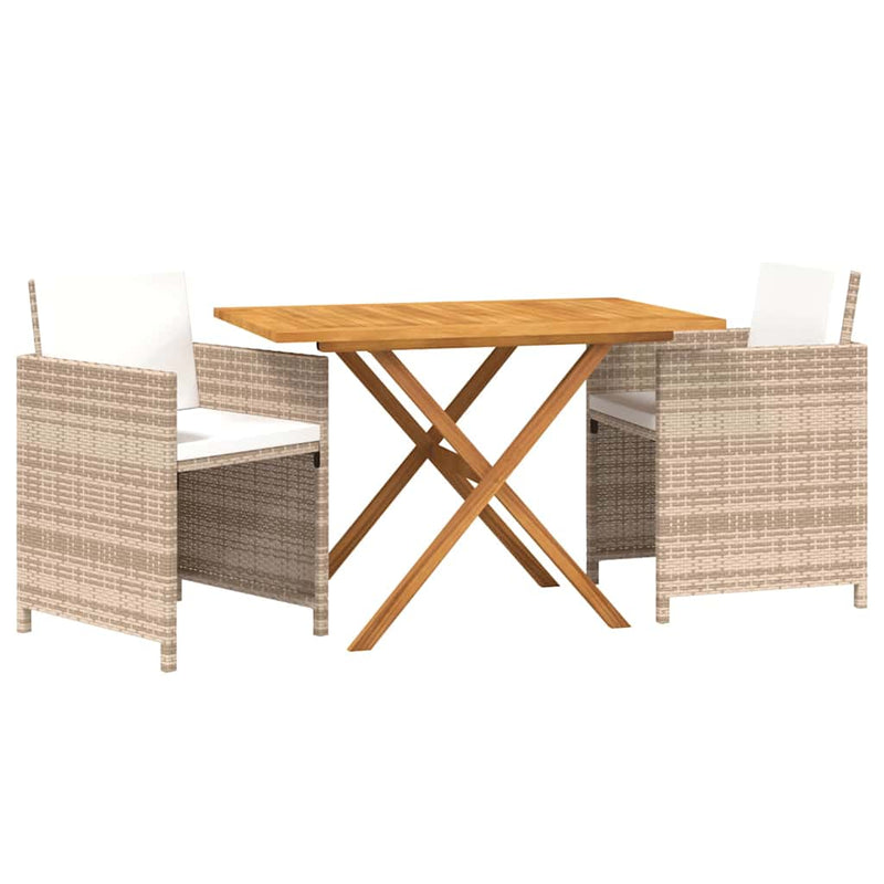 Set mobilier de grădină cu perne, 3 piese, bej
