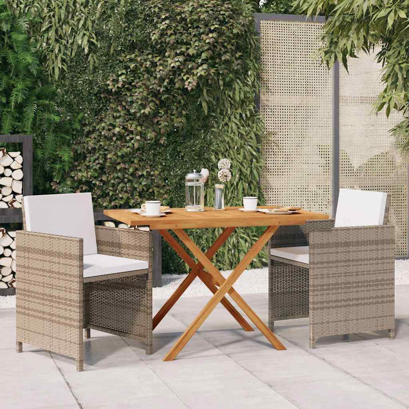 Set mobilier de grădină cu perne, 3 piese, bej