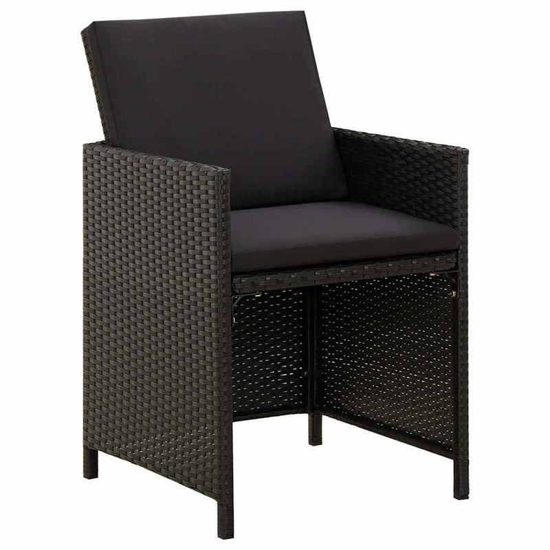 Set mobilier de grădină cu perne, 3 piese, negru