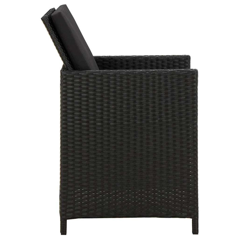 Set mobilier de grădină cu perne, 3 piese, negru
