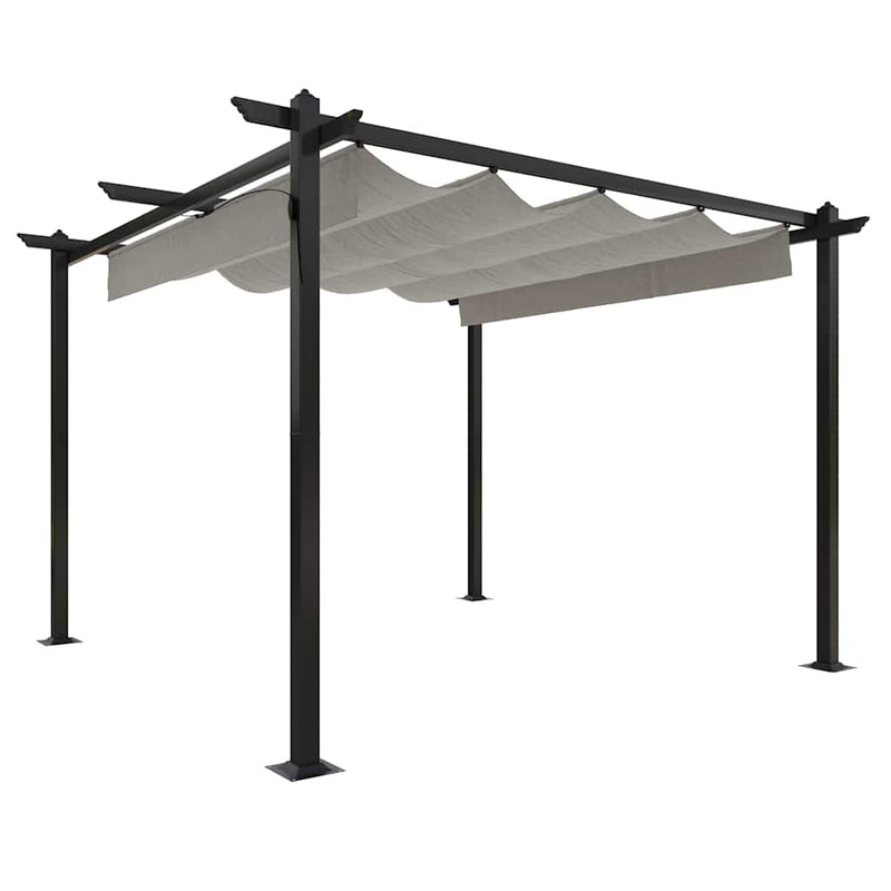 Pavilion grădină, acoperiș retractabil, crem, 3x3 m