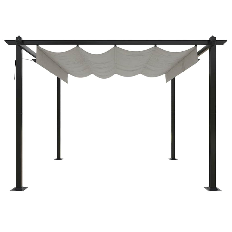Pavilion grădină, acoperiș retractabil, crem, 3x3 m