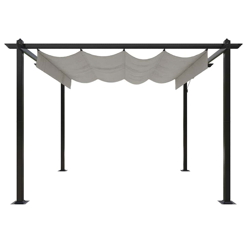 Pavilion grădină, acoperiș retractabil, crem, 3x3 m