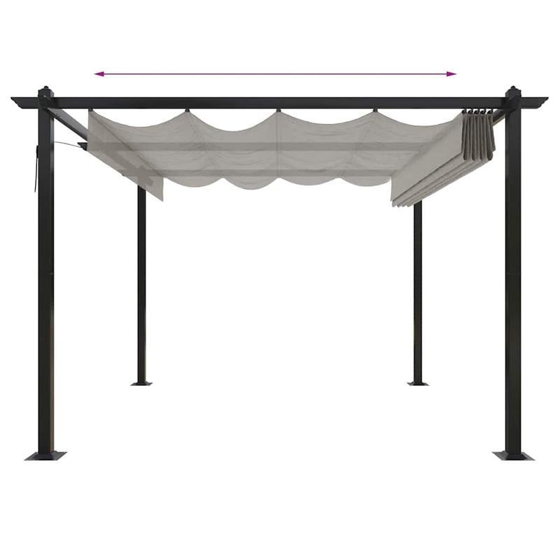 Pavilion grădină, acoperiș retractabil, crem, 3x3 m
