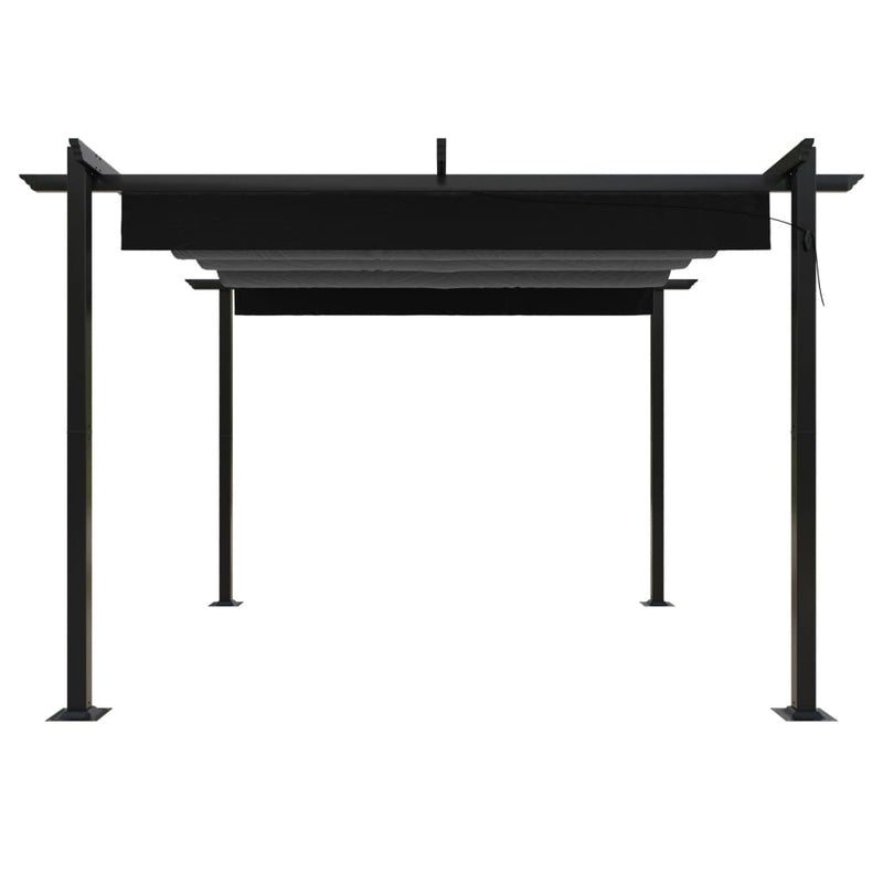 Pavilion de grădină, acoperiș retractabil, antracit, 3x3 m