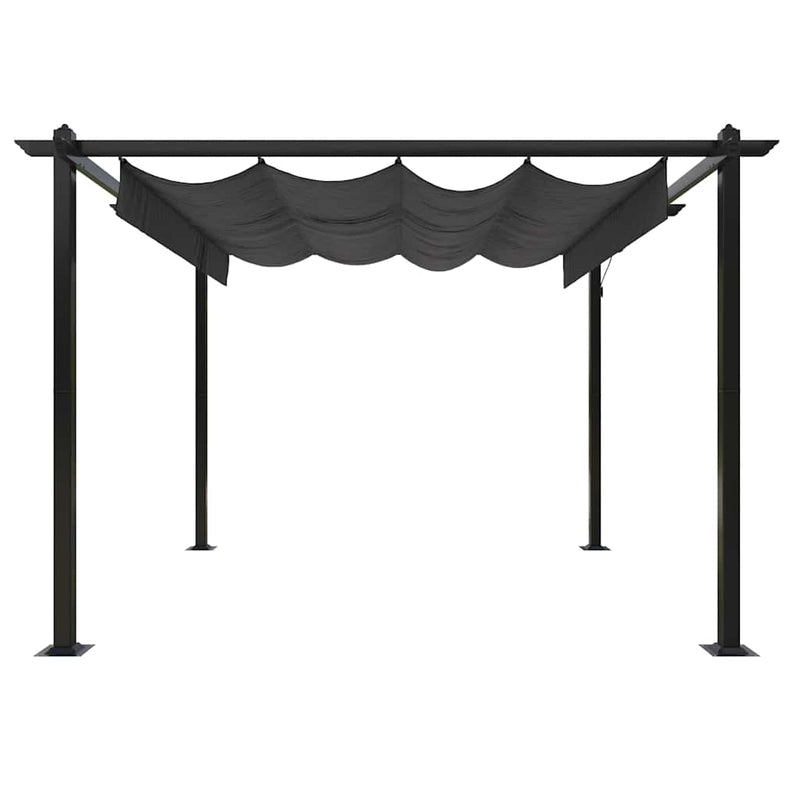 Pavilion de grădină, acoperiș retractabil, antracit, 3x3 m