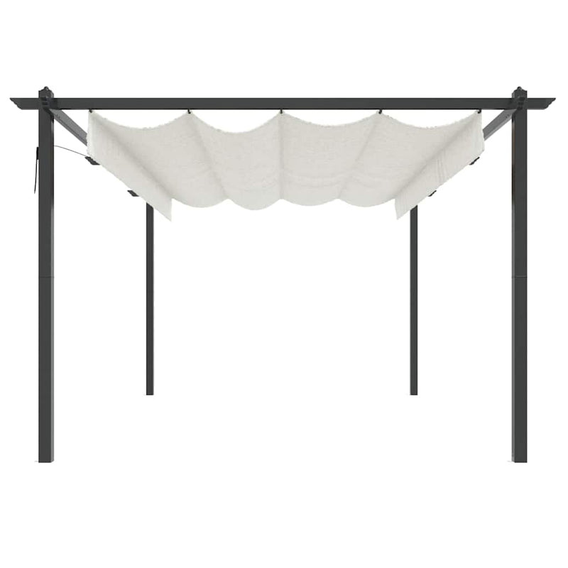 Pavilion grădină, acoperiș retractabil, crem, 4x3 m