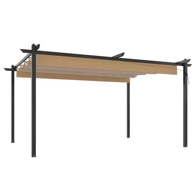 Pavilion de grădină, acoperiș retractabil, gri taupe, 4x3 m