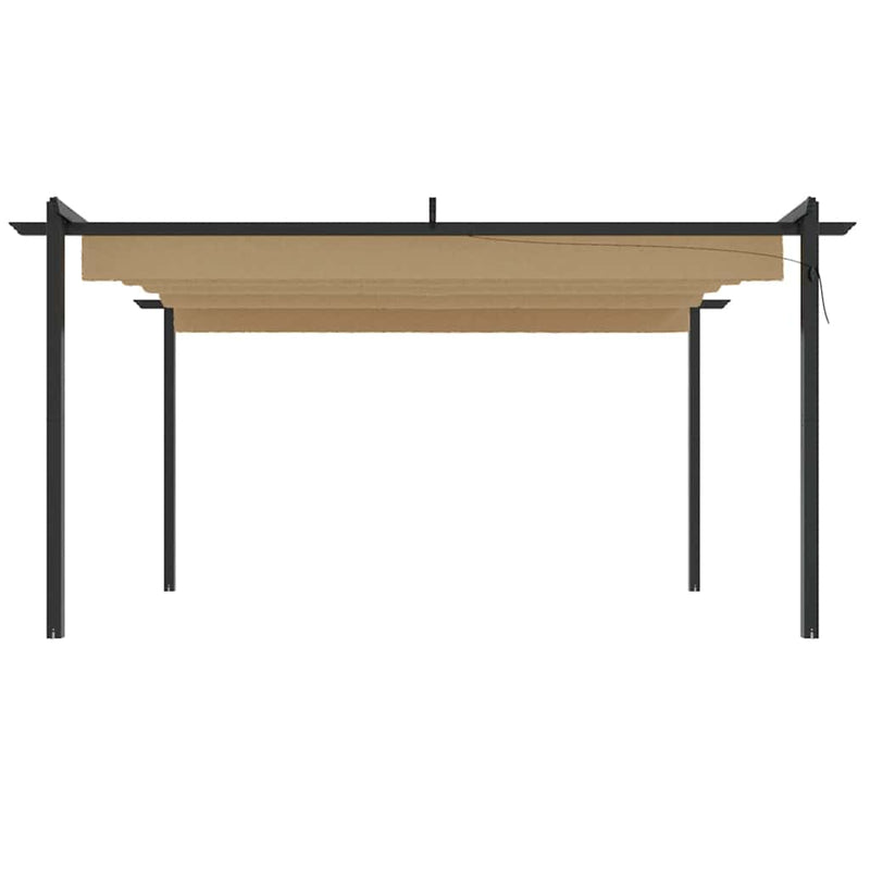 Pavilion de grădină, acoperiș retractabil, gri taupe, 4x3 m