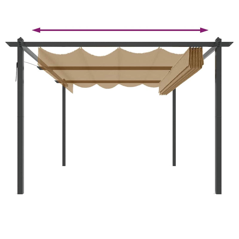 Pavilion de grădină, acoperiș retractabil, gri taupe, 4x3 m