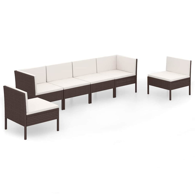 Set mobilier de grădină cu perne, 6 piese, maro, poliratan