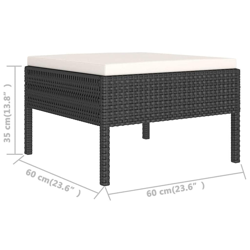 Set mobilier de grădină cu perne, 5 piese, negru, poliratan