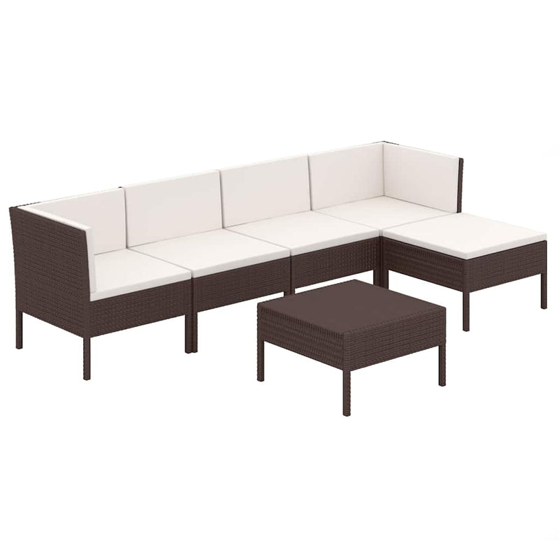 Set mobilier de grădină cu perne, 6 piese, maro, poliratan