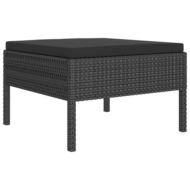 Set mobilier de grădină cu perne, 6 piese, negru, poliratan