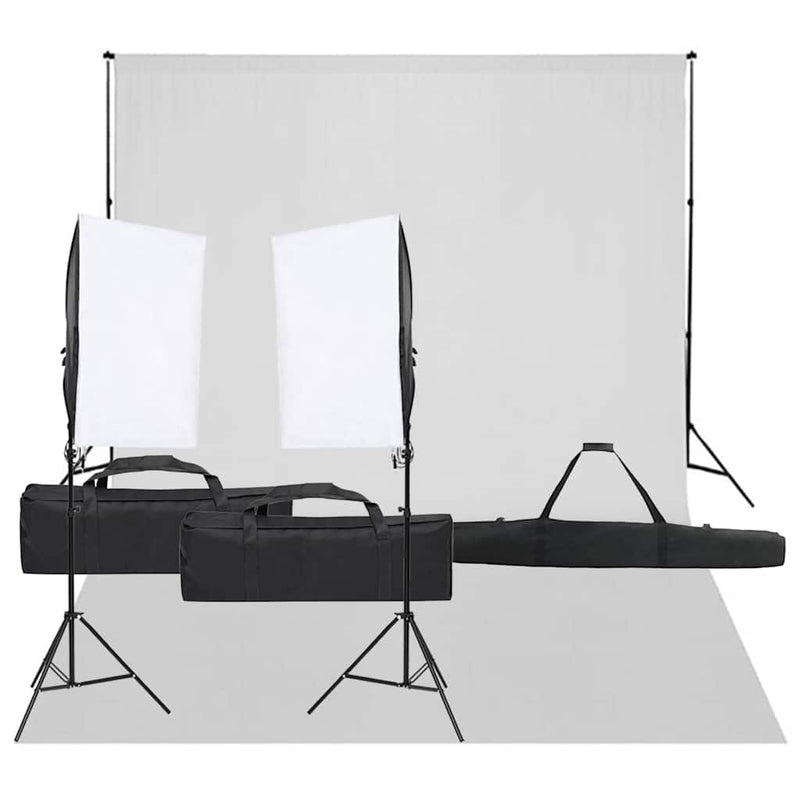Kit studio foto cu set de lumină și fundal