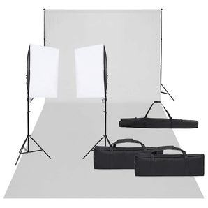 Kit studio foto cu set de lumină și fundal