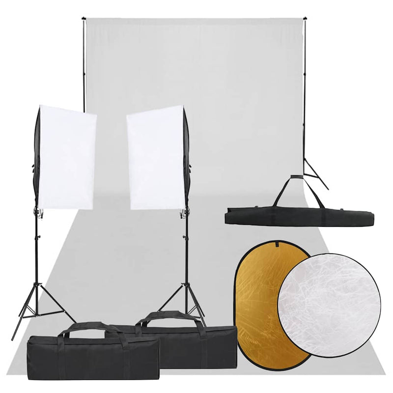 Kit studio foto cu set de lumini, fundal și reflector