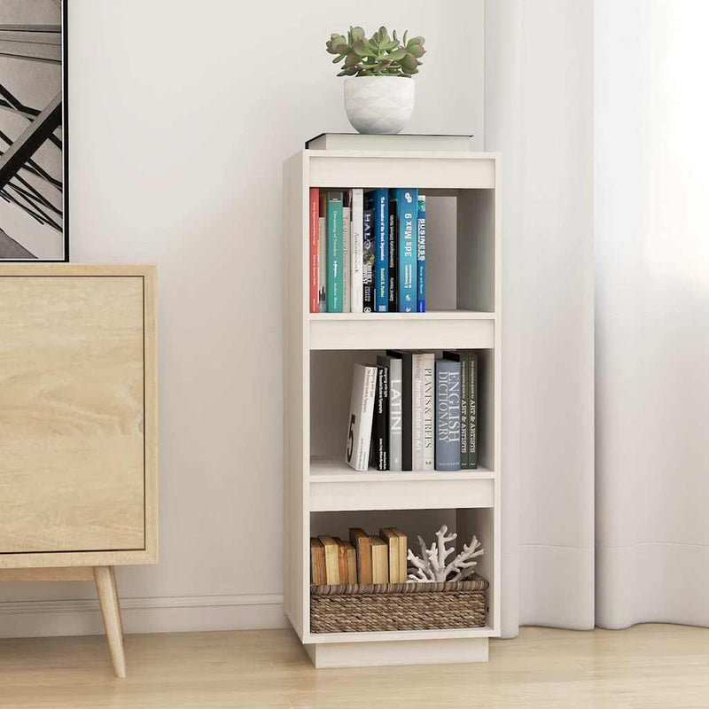 Bibliotecă/Separator cameră, alb, 40x35x103 cm, lemn masiv pin