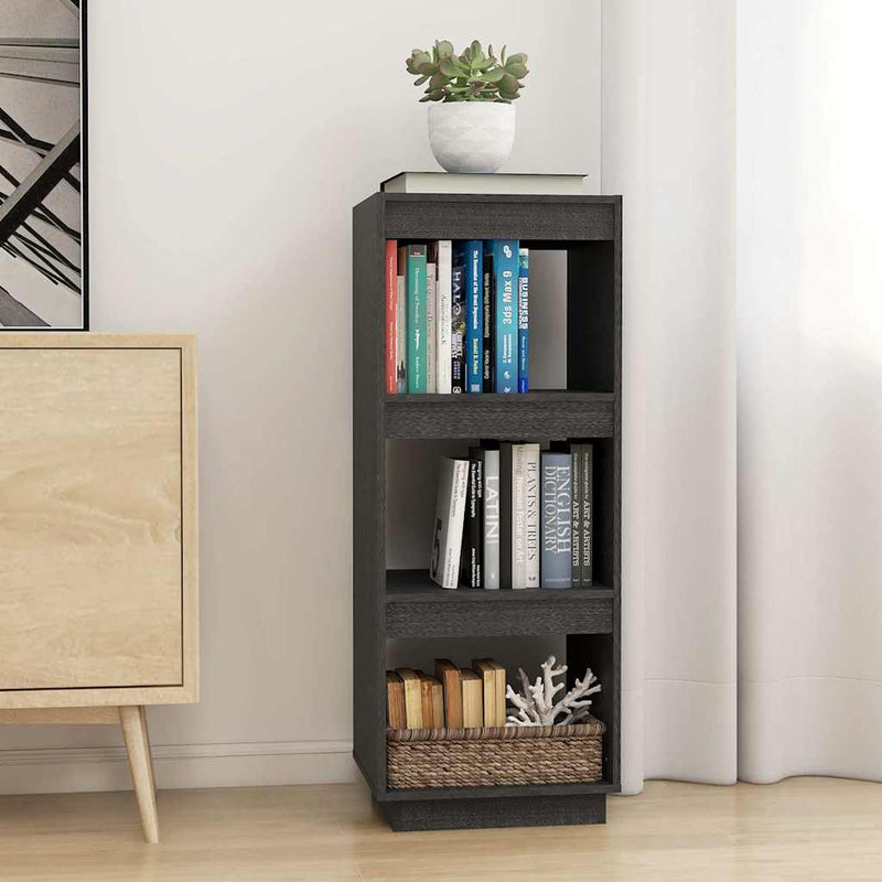 Bibliotecă/Separator cameră gri 40x35x103 cm lemn masiv de pin