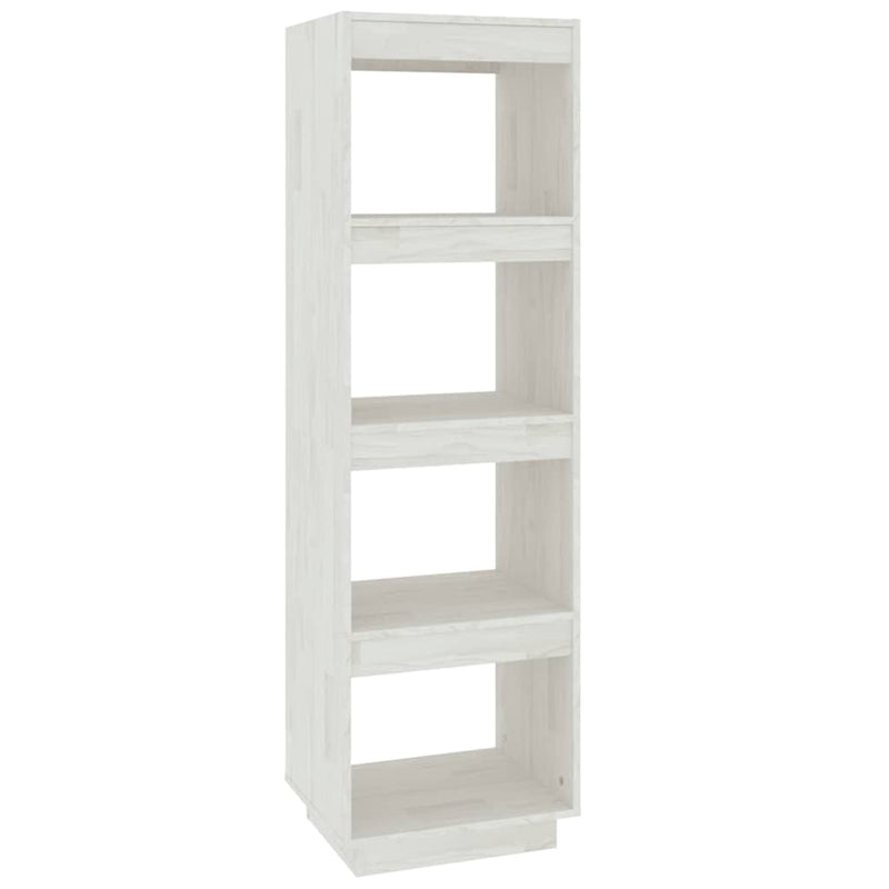 Bibliotecă/Separator cameră, alb, 40x35x135 cm, lemn masiv pin