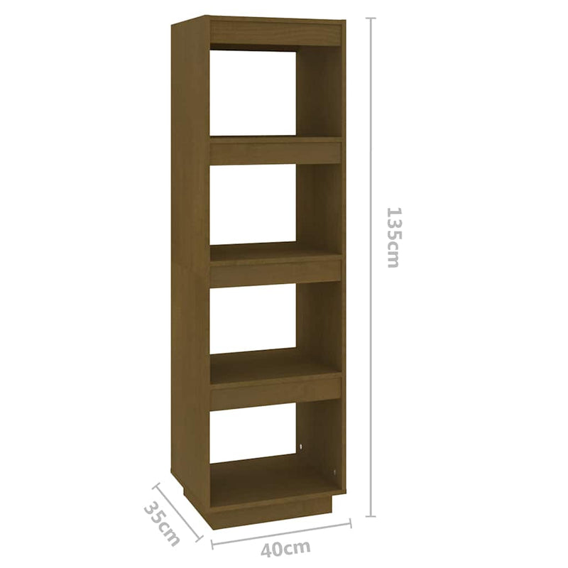 Bibliotecă/Separator cameră maro miere 40x35x135cm lemn pin