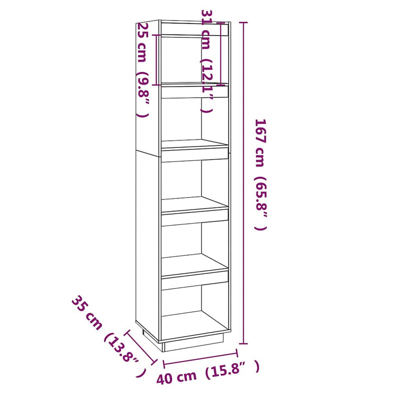 Bibliotecă/Separator cameră, maro miere, 40x35x167 cm lemn pin