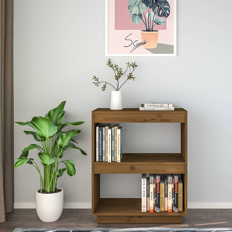 Bibliotecă, maro miere, 60x35x71 cm, lemn masiv de pin