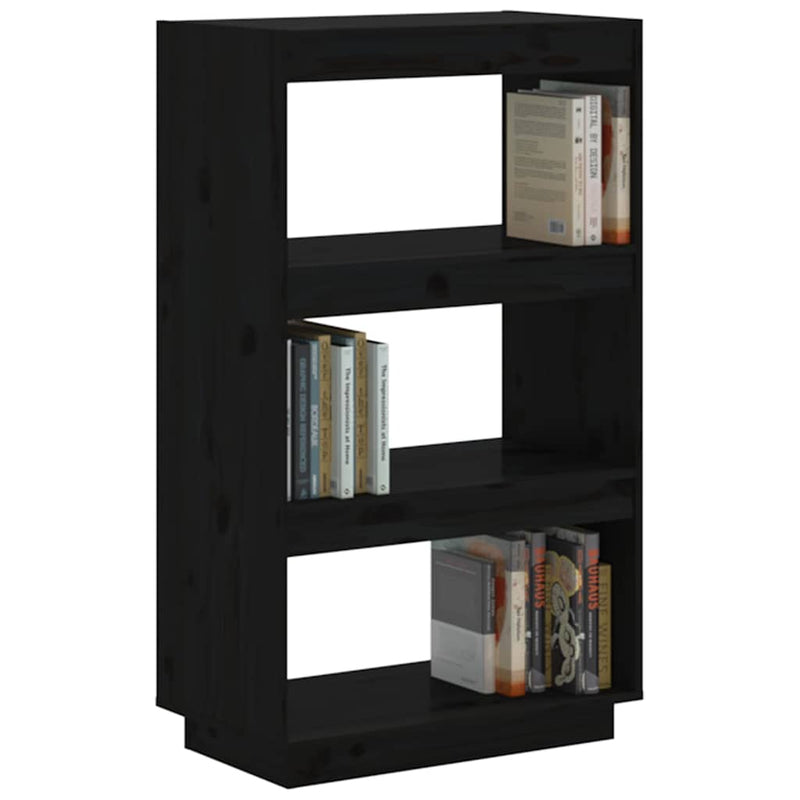 Bibliotecă/Separator cameră negru 60x35x103 cm lemn masiv pin