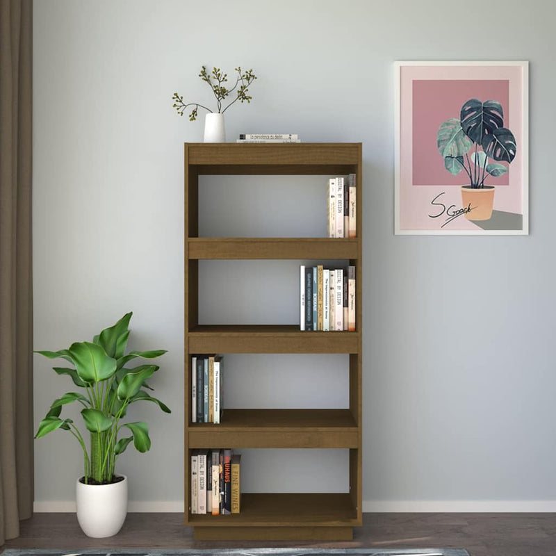Bibliotecă/Separator cameră, maro miere, 60x35x135 cm lemn pin