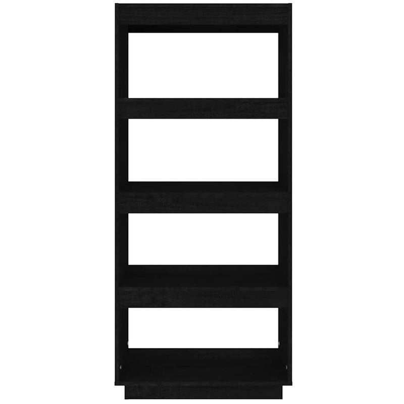 Bibliotecă/Separator cameră negru 60x35x135 cm lemn masiv pin
