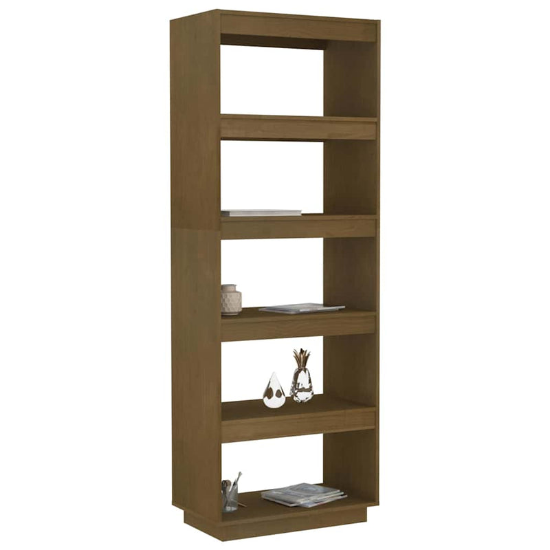 Bibliotecă/Separator cameră, maro miere, 60x35x167 cm, lemn pin